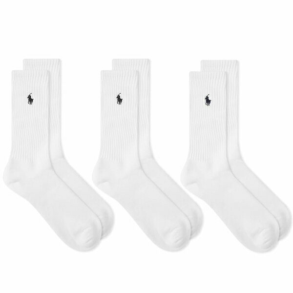 ラルフローレン メンズ 靴下 アンダーウェア Polo Ralph Lauren Sports Sock - 3 Pack White