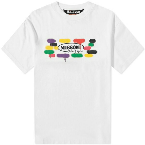 パーム・エンジェルス メンズ Tシャツ トップス Palm Angels X Missoni Sport Logo Tee White