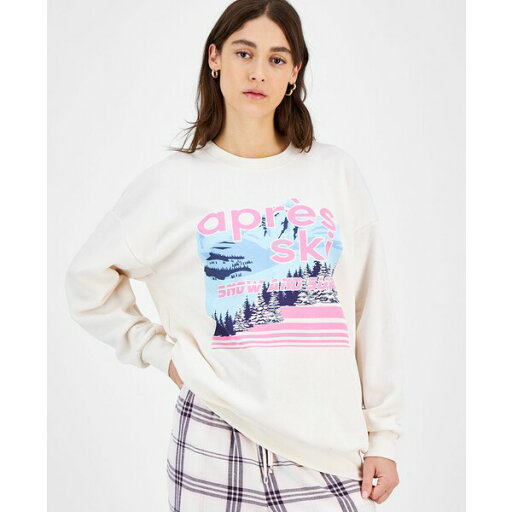 セルフエスティーム レディース パーカー・スウェットシャツ アウター Juniors' Ski Graphic Fleece Crewneck Sweatshirt Eggnog セルフエスティーム レディース パーカー・スウェットシャツ アウター Juniors' Ski Graphic Fleece Crewneck Sweatshirt Eggnog