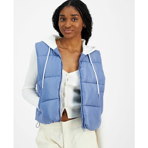 マッデンガール レディース ジャケット&ブルゾン アウター Juniors' Hoodie Puffer Vest Rustic Blue