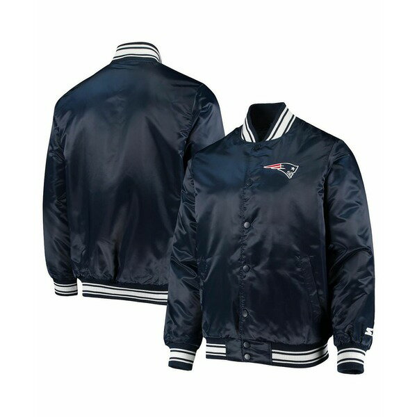   㥱åȡ֥륾  Men's Navy New England Patriots Locker Room Satin Varsity Full-Snap Jacket Navy
