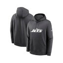 ナイキ メンズ パーカー・スウェットシャツ アウター Men's Anthracite New York Jets Club Logo Pullover Hoodie Anthracite(4)