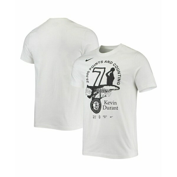 ʥ   ȥåץ Men's Kevin Durant White Brooklyn Nets 25K Points T-s...
