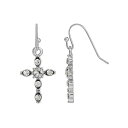 シンボルスオブフェイス レディース ピアス&イヤリング アクセサリー Silver-Tone Crystal Cross Drop Earrings White(4)