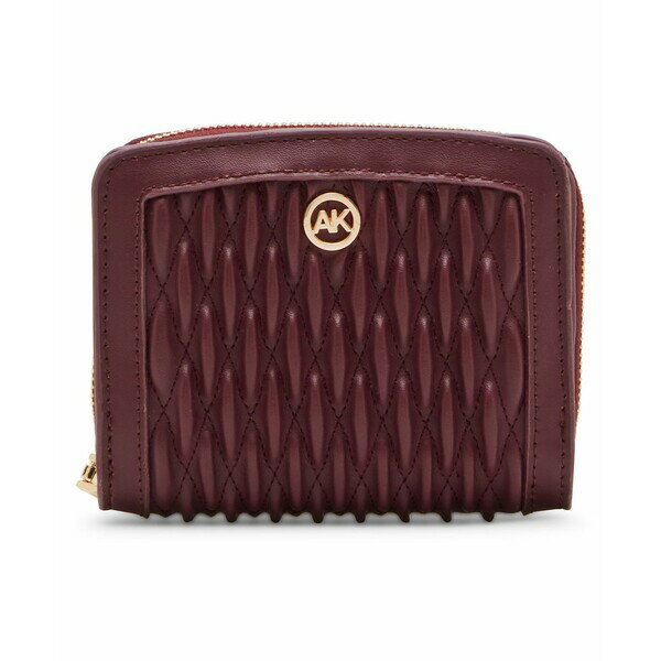 アンクライン レディース 財布 アクセサリー Annie Klein Ruched Quilted Zip Around Wallet Red