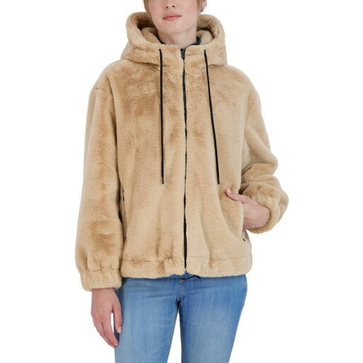 セビー レディース ジャケット&ブルゾン アウター Juniors' Juniors' Reversible Faux Fur Hooded Bomber Jacket Tan セビー レディース ジャケット&ブルゾン アウター Juniors' Juniors' Reversible Faux Fur Hooded Bomber Jacket Tan