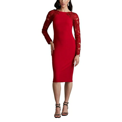 タダシショージ レディース ワンピース トップス Emille Embroidered Illusion Cocktail Dress Red タダシショージ レディース ワンピース トップス Emille Embroidered Illusion Cocktail Dress Red