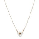 ロンナアンドリリー レディース ネックレス・チョーカー・ペンダントトップ アクセサリー Gold-Tone Crystal & Imitation Mother-of-Pearl Flower Pendant Necklace, 16