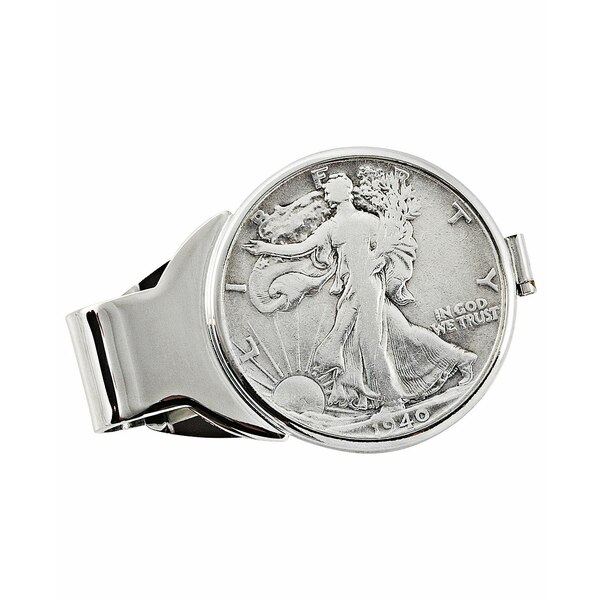 アメリカンコイントレジャー メンズ 財布 アクセサリー Men's Silver Walking Liberty Half Dollar Coin Money Clip Silver