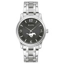 uo Y rv ANZT[ SMU Mustangs Bulova Stainless Steel Corporate Collection Watch -