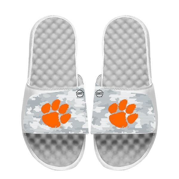 アイスライド メンズ サンダル シューズ Clemson Tigers ISlide Camo Slide Sandals White