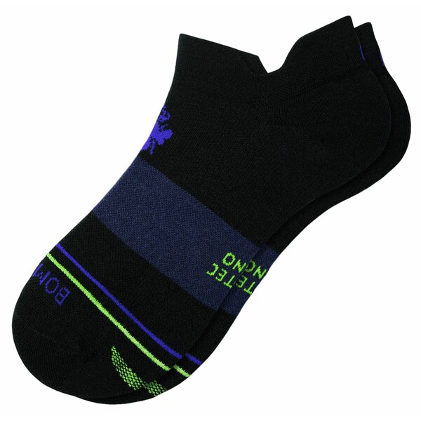 {oX Y C A_[EFA Bombas Adult Solid Double Stripe Merino Performance Ankle Socks Black