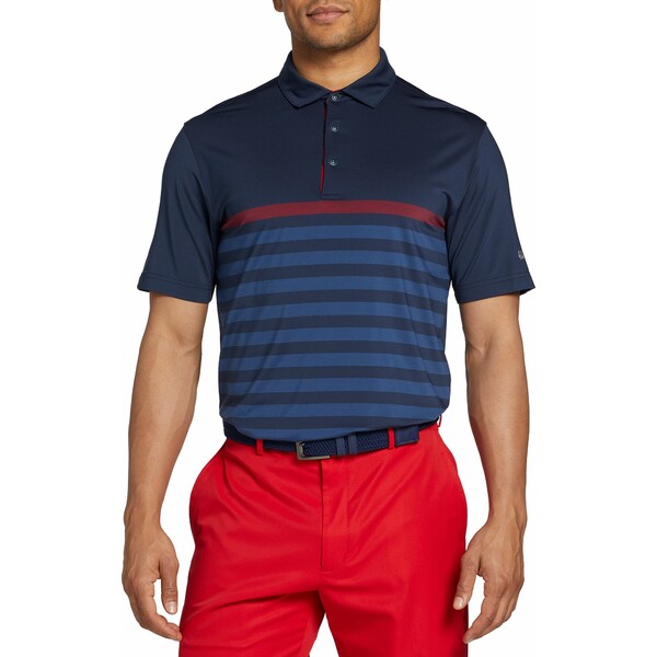 ウォルター・ヘーゲン メンズ シャツ トップス Walter Hagen Men's Performance 11 Y/D Stripe Golf Polo Navy/Red Stripes