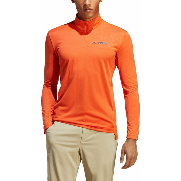アディダス メンズ シャツ トップス adidas Men 039 s Terrex Multi Half-Zip Long-Sleeve T-Shirt Semi Impact Orange
