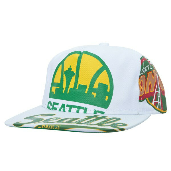 ミッチェル＆ネス ミッチェル&ネス メンズ 帽子 アクセサリー Seattle SuperSonics Mitchell & Ness Hardwood Classics In Your Face Deadstock Snapback Hat White