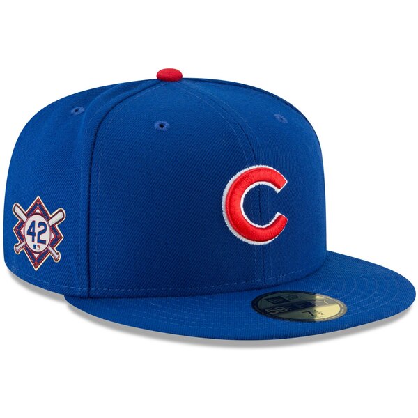 j[G Y Xq ANZT[ Chicago Cubs New Era Jackie Robinson Day Sidepatch 59FIFTY Fitted Hat Royal