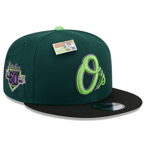 ニューエラ メンズ 帽子 アクセサリー Baltimore Orioles New Era Sour Apple Big League Chew Flavor Pack 9FIFTY Snapback Hat Green/ Black
