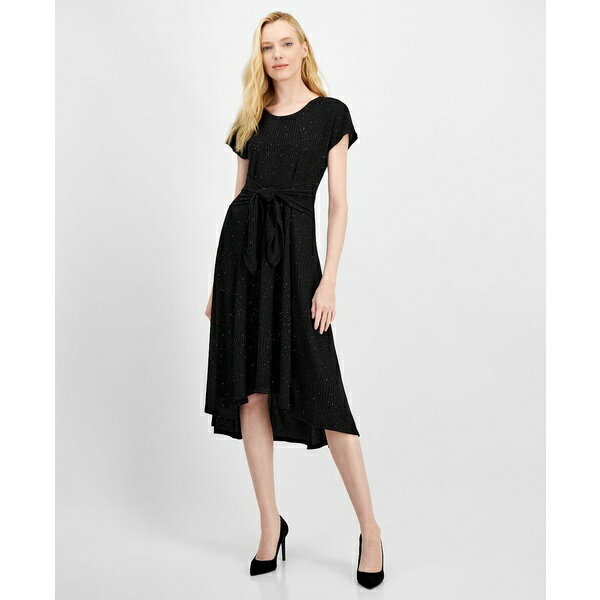 ロビービー レディース ワンピース トップス Women's High-Low Sparkle Fit & Flare Dress Black Sparkle