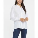 エヌワイディージェイ レディース カットソー トップス Women's Pleated Front Peasant Blouse Optic White