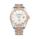 X^[O Y rv ANZT[ Men's Silver-Tone and Rose Gold-Tone Stainless Steel Link Bracelet Watch 42mm White