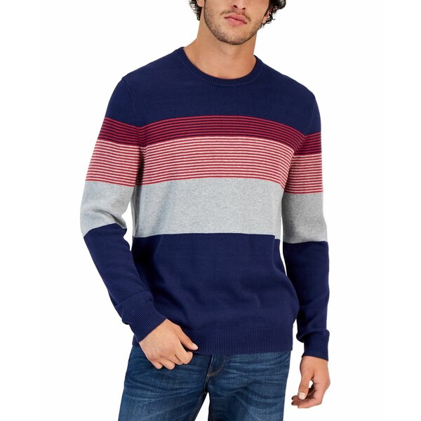 クラブルーム メンズ ニット セーター アウター Men 039 s Striped Sweater, Created for Macy 039 s Navy Blue