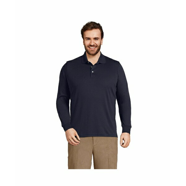 󥺥  ݥ ȥåץ Men's Big &Tall Long Sleeve Supima Interlock Polo Shirt Radiant navy