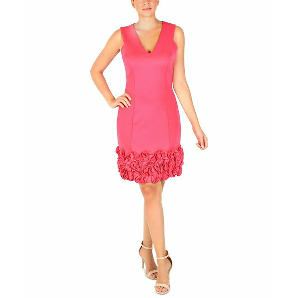 ドナリッコ レディース ワンピース トップス Ruffle-Hem Sheath Dress Hot Pink