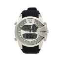 JEFA Y rv ANZT[ Men's Analog-Digital Black Silicone Strap Watch 51mm Silver, Black