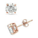 Wj xj[j fB[X sAXCO ANZT[ 18k Gold over Sterling Silver Cubic Zirconia Stud Earrings (1 ct. t.w.) Rose Gold