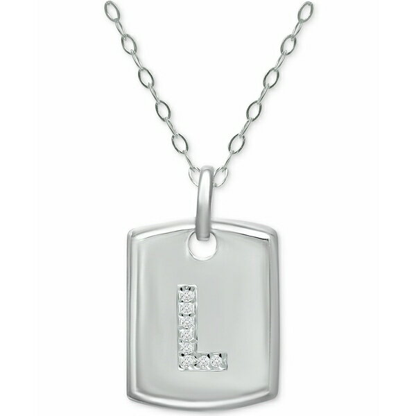 Wj xj[j fB[X lbNXE`[J[Ey_ggbv ANZT[ Cubic Zirconia Initial Dog Tag Pendant Necklace in Sterling Silver, 16