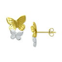 Wj xj[j fB[X sAXCO ANZT[ Double Butterfly Stud Earrings in Sterling Silver & 18k Gold-Plate, Created for Macy's Two-Tone