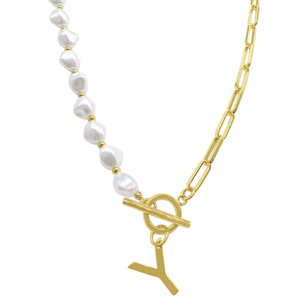 AhjA fB[X lbNXE`[J[Ey_ggbv ANZT[ 14k Gold-Plated Paperclip Chain & Mother-of-Pearl Initial F 17