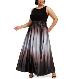 エス エル ファッションズ レディース ワンピース トップス Plus Size Ombre A-Line Gown Black/Silver