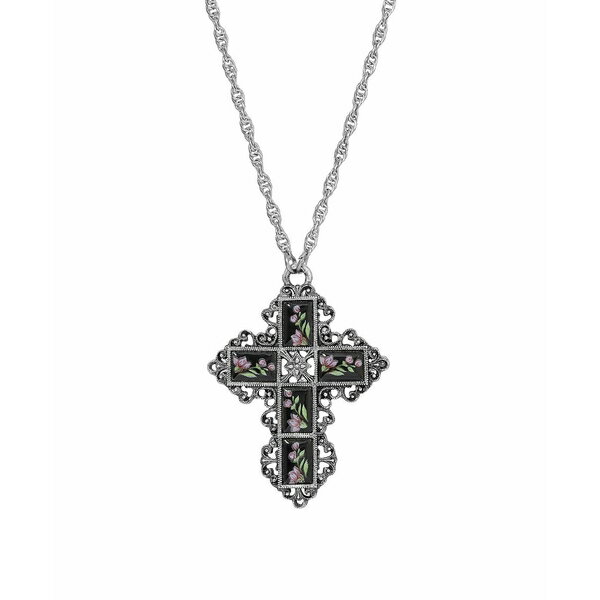 楽天asty2028 レディース ネックレス・チョーカー・ペンダントトップ アクセサリー Symbols of Faith Enamel Cross Flower Necklace Black