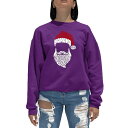 エルエーポップアート レディース パーカー・スウェットシャツ アウター Women's Feliz Navidad Santa Claus Word Art Crewneck Sweatshirt Purple