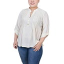 ニューヨークコレクション レディース カットソー トップス Plus Size 3/4 Roll Tab Pullover Top Egret(4)