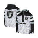 スターター メンズ ジャケット&ブルゾン アウター Men's White, Black Las Vegas Raiders Thursday Night Gridiron Raglan Half-Zip Hooded Jacket White, Black(4)