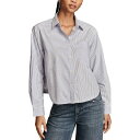 ラッキーブランド レディース カットソー トップス Women's Striped Cropped Shirt Blue Stripe(4)
