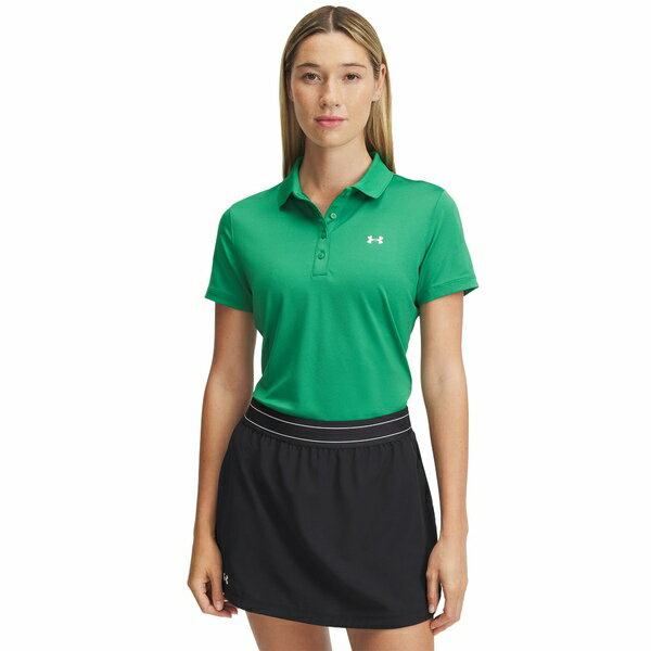 アンダーアーマー レディース シャツ トップス Active Short Sleeve Polo Team Kelly Green/White