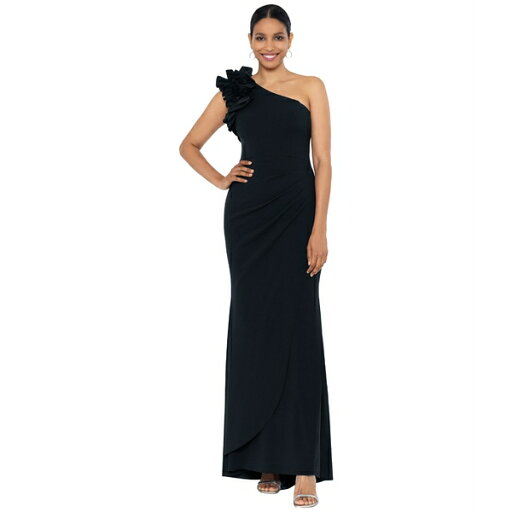 エスケープ レディース ワンピース トップス One Shoulder Ruffle Scuba Crepe Black エスケープ レディース ワンピース トップス One Shoulder Ruffle Scuba Crepe Black