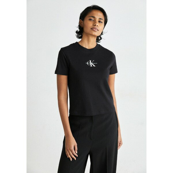 カルバンクライン レディース Tシャツ トップス MONOLOGO - Print T-shirt - black