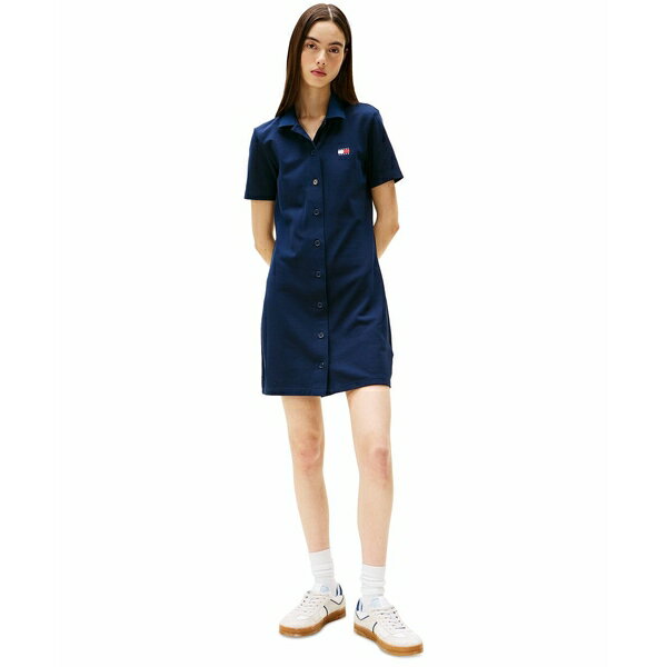 トミーヒルフィガー レディース ワンピース トップス Women's Mini Short-Sleeve Polo Dress Dark Night Navy