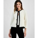 アンクライン レディース ニット&セーター アウター Petite Button-Front Braid-Trimmed Cardigan Sweater An...