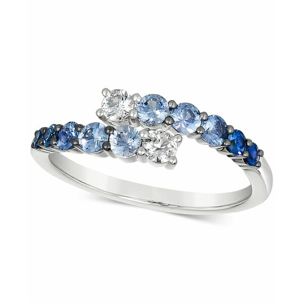 ルヴァン レディース リング アクセサリー Denim Ombr (5/8 ct. t.w.) & White Sapphire (1/5 ct. t.w.) Bypass Statement Ring in 14k White Gold White Gold