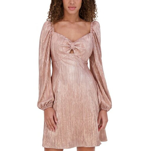 ケンジー レディース ワンピース トップス Women's Metallic Pleated Blouson-Sleeve Sheath Dress Rose Gold ケンジー レディース ワンピース トップス Women's Metallic Pleated Blouson-Sleeve Sheath Dress Rose Gold