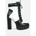 ロンンドンラグ レディース ブーツ シューズ Moos block heel lace up boots Black/white
