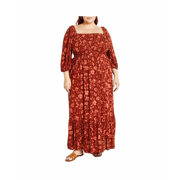 シティーシック レディース ワンピース トップス Plus Size Kaylee Print Maxi Dress Rust floral
