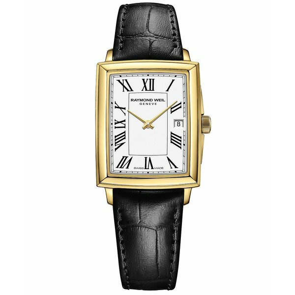 レイモンドウェイル レディース 腕時計 アクセサリー Women's Swiss Toccata Black Calf Leather Strap Watch 22.6x28.1mm White