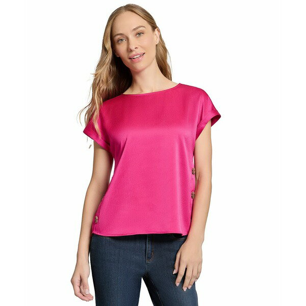 ジョーンズニューヨーク レディース カットソー トップス Petite Side-Buttoned Dolman-Sleeve Top Azalea