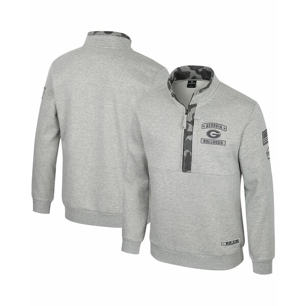 コロシアム メンズ パーカー・スウェットシャツ アウター Men's Heather Gray Georgia Bulldogs OORAH OHT Military Appreciation Fleece Quarter-Zip Jacket Heather Gray